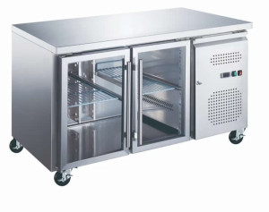 Gastro Kühltisch - 136 cm - 2 Glastüren