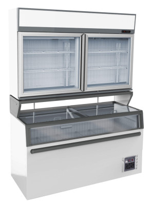 Wandtiefkühlung Weiß 2 Glastüren