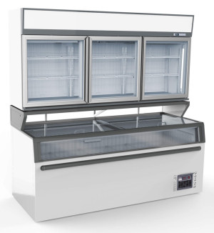 Wandtiefkühlung Weiß 3 Glastüren