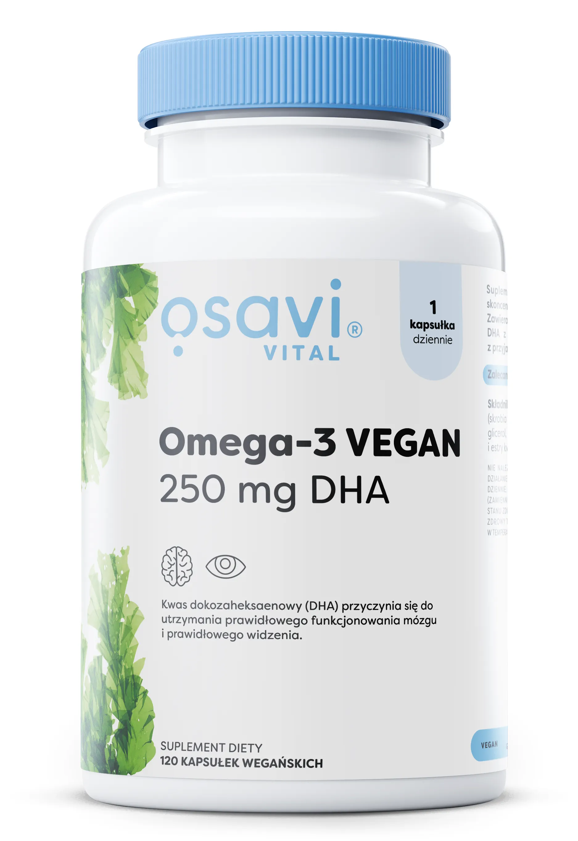 Osavi - Omega-3, Wegańskie DHA, 250mg DHA, 120 kapsułek miękkich