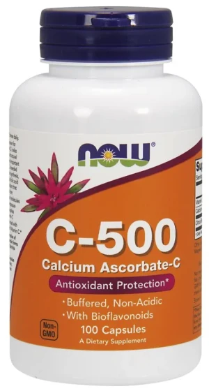 NOW Foods - Witamina C500, Askorbinian Wapnia, Bioflawonoidy, 100 kapsułek