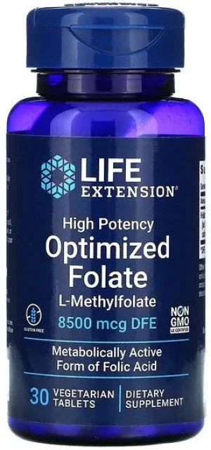 Life Extension - Zoptymalizowany Kwas Foliowy, 30 tabletek wegetariańskich