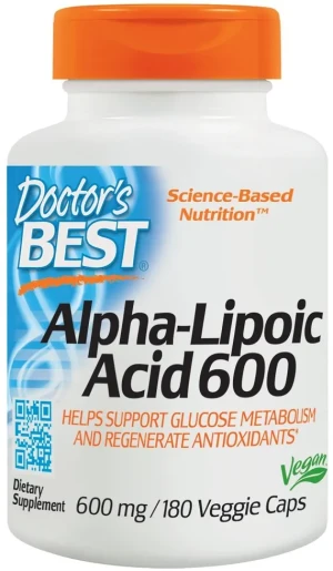 Doctor's Best - Kwas Alfa Liponowy, 600mg, 180 kapsułek roślinnych