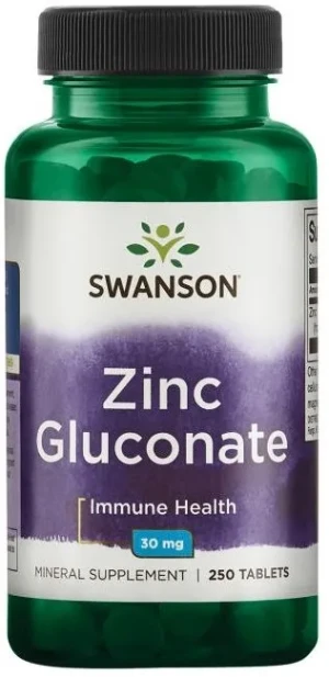 Swanson - Cynk, Glukonian Cynku, 30mg, 250 tabletek