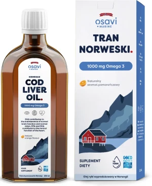 Osavi - Tran Norweski, 1000mg Omega 3, Pomarańcza, 250 ml