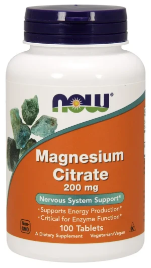 NOW Foods - Cytrynian Magnezu,  Magnesium Citrate, 200 mg, 100 tabletek