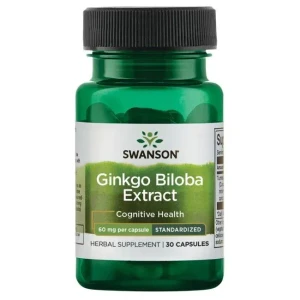 Swanson - Ekstrakt z Ginkgo Biloba 24%, 60mg, 30 kapsułek