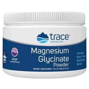 Trace Minerals - Glicynian Magnezu, Winogrono, Proszek, 180g