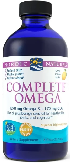 Nordic Naturals - Complete Omega, 1270mg Omega + GLA, Cytryna, Płyn, 237 ml