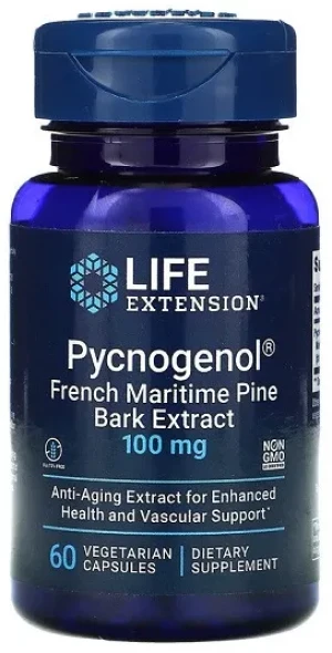 Life Extension - Pycnogenol, Ekstrakt z Kory Francuskiej Sosny Morskiej, 60 vkaps