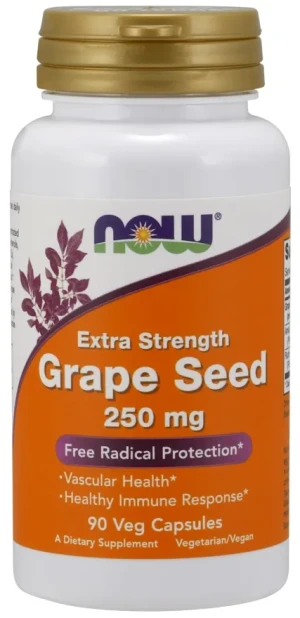 NOW Foods - Ekstrakt z Pestek Winogron, 250mg, 90 vkaps