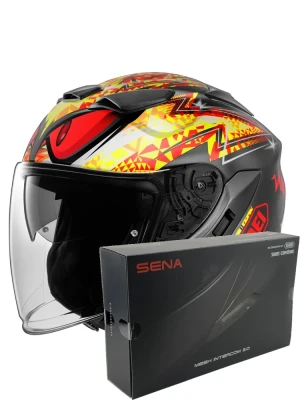 Zestaw: kask otwarty Shoei J-Cruise 3 Inspired TC-1 + dedykowany interkom motocyklowy Sena SRL 3 + Gratisy