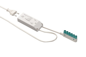 Transformator LED CV 2420, 20W, 24V, przewód 3 m z EURO + 6 wejść MINI GREEN