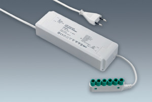 Transformator LED CV 2440, 40W, 24V, przewód 3 m z EURO + 6 wejść MINI GREEN
