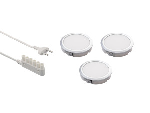 Zestaw oświetlenia LED LD 8001 HV/58 ALUMINIOWY, 4000K, 3- punktowy, z zasilaczem EURO