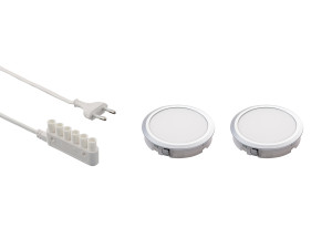 Zestaw oświetlenia LED LD 8001 HV/58 ALUMINIOWY, 4000K, 2 - punktowy, z zasilaczem EURO