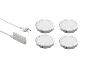 Zestaw oświetlenia LED LD 8001 HV/58 ALUMINIOWY, 3000K, 4 - punktowy, z zasilaczem EURO