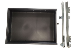 Szuflada OnSIDE II, czarna, tworzywowa, z prowadnicą i z blokadą zamka centralnego, do kontenera BIUROWEGO