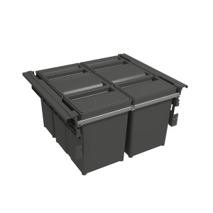 Sortownik na śmieci z podwieszanymi koszami LINEA 560 ( 2 x17 l, 2 x 8 l ), do szafki 60 cm, wysokość 298 mm, głębokość 500 mm