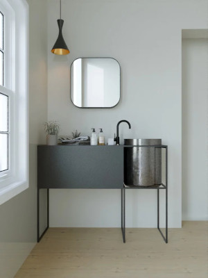 Lustro dekoracyjne RAUTARE, 600x600 mm, rama czarna