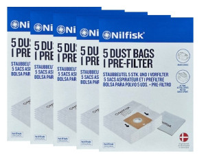 5 PAKKER Nilfisk Action, Action Plus, Bravo, Alto Force 100 støvsugerposer