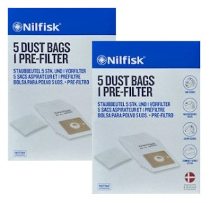 2 PAKKER NILFISK Coupé, GO 60/66 støvsugerposer (2 x 5 poser) 78602600