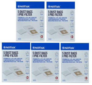 5 PAKKER NILFISK Coupé, Compact , GO 60/66 støvsugerposer Original - TILBUD