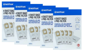 5 PAKKER NILFISK POWER/SELECT , Power P10, P12, P20, Original støvsugerposer - TILBUD