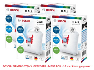 4 PAKKER BOSCH/SIEMENS TYPE G XL Q 4.0 og Q 5.0 silencePower, Q 8.0, støvsugerposer