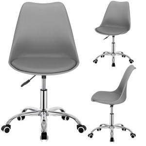 Krzesło obrotowe biurowe regulowane, ergonomiczny fotel na kółkach do komputera szary