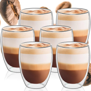 Szklanki z podwójnym dnem 6 szt. na kawę herbatę 350ml termiczne