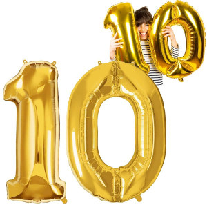 Balony foliowe cyfra 10 na urodziny 40 cm złoty