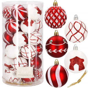 Bombki choinkowe 30 sztuk, czerwone 6 cm, zestaw choinkowy