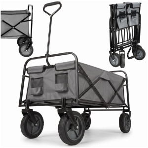 Wózek transportowy ogrodowy składany 80 kg szaro-czarny