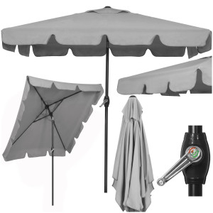 Parasol na taras i balkon 240 cm na korbkę ogrodowy składany jasnoszary