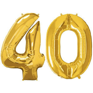 Balony foliowe cyfra 40 na urodziny 40 cm złote