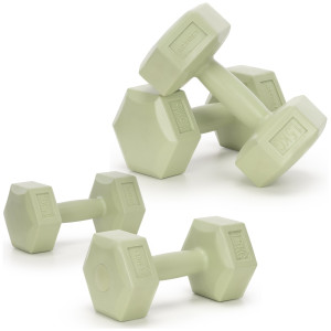 Hantle 2x1,5kg hexagonalne do ćwiczeń fitness ciężarki zestaw 2 szt. zielone