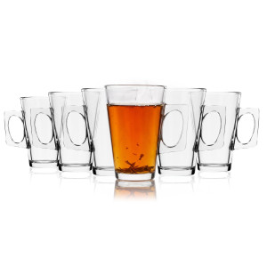 Szklanki do latte 255 ml eleganckie wysokie kubki do kawy mrożonej deserów, z uchem 6 szt.