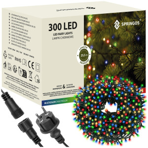 Lampki choinkowe 25,5 m multikolor 300 led oświetlenie świąteczne IP44