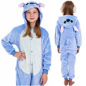 Piżama jednoczęściowa kigurumi dziecięcy kombinezon Stitch przebranie kostium rozmiar S