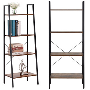 Regał biurowy drabinkowy 138x56x34 cm z 4 półkami loft nowoczesny industrialny na książki