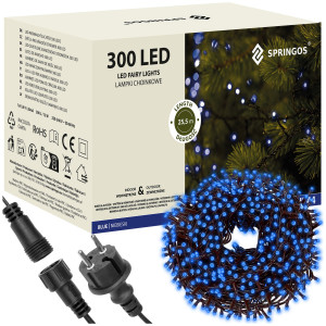 Lampki choinkowe 300 LED 25,5 m niebieskie zewnętrze oświetlenie świąteczne
