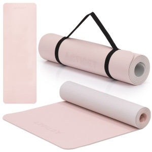 Mata do jogi, ćwiczeń fitness antypoślizgowa 183x61 cm materac do pilates, jasny róż