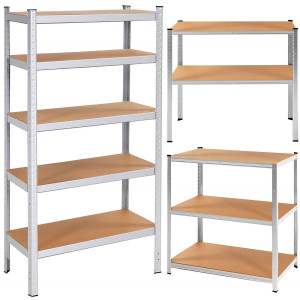 Regały metalowe magazynowe 2 szt. 180x90x30cm 875kg 5 półek do garażu, piwnicy