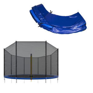 Siatka do trampoliny zewnętrzna z osłoną na sprężyny 305 cm 10 FT 6 słupków niebieska