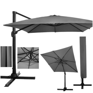 Parasol ogrodowy na balkon i taras 440 cm na wysięgniku, z pokrowcem grafitowy