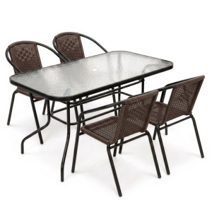 Komplet mebli ogrodowych stół prostokątny 120 x 70 cm krzesła metalowe 4 szt.