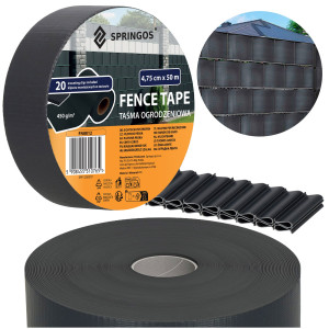 Taśma ogrodzeniowa na panele 4,75 cm x 50 m 450 g/m2 PVC z klipsami mocującymi 20 szt. antracyt