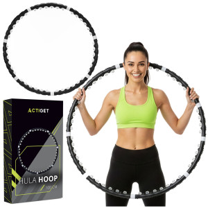 Hula hop fitness, składane 92 cm z wypustkami masującymi, czarne
