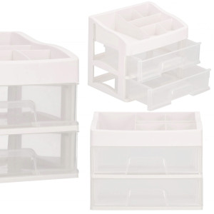 Szkatułka na biżuterię i kosmetyki 34x30x25cm organizer z przegródkami mleczny